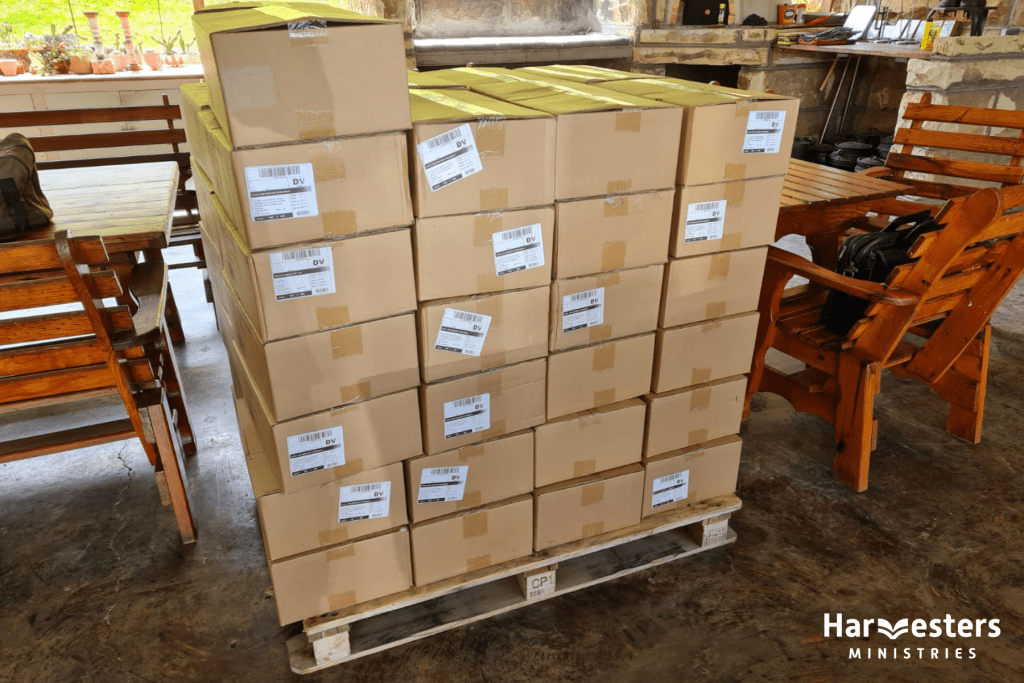 Boxes of Bibles for Lesotho. Harvesters Ministries.
