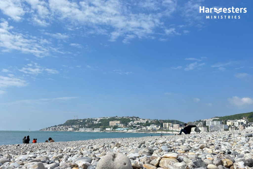 Normandy beach. Harvesters Ministries